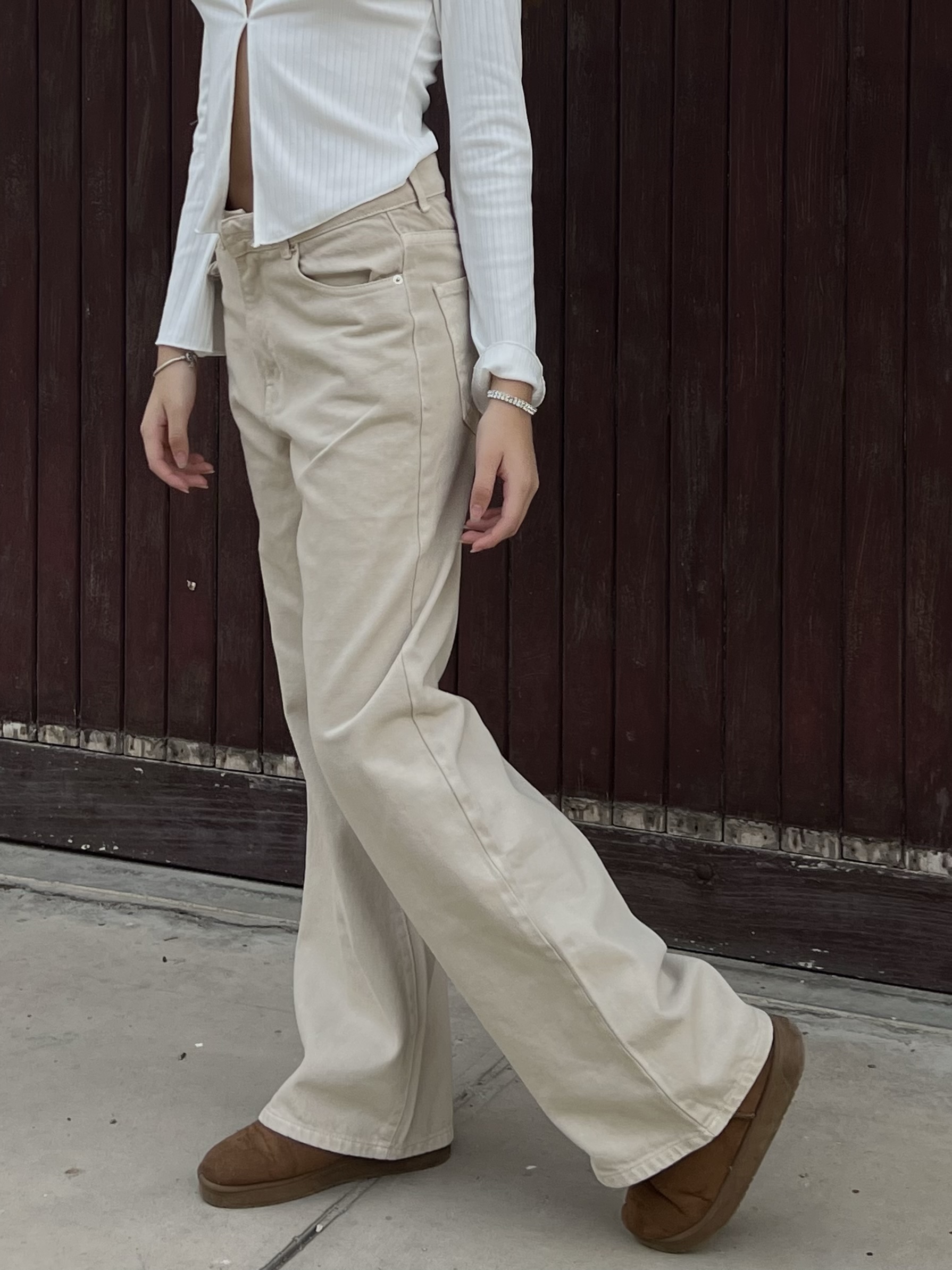 WIDE LEG DENIM BEIGE CLASICO